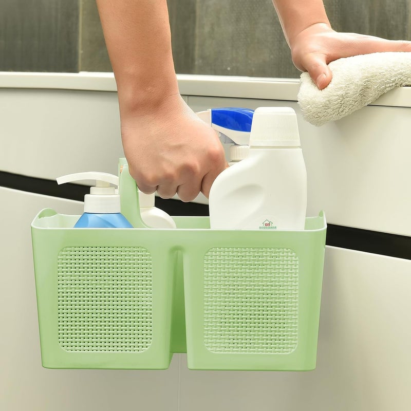 A-Link Portable Shower Caddy Basket with Compartments, Plastic Divided Cleaning Caddy Organizer Storage Tote with Handle for Bathroom, College, Dorm Room Essentials - Green - Image 4